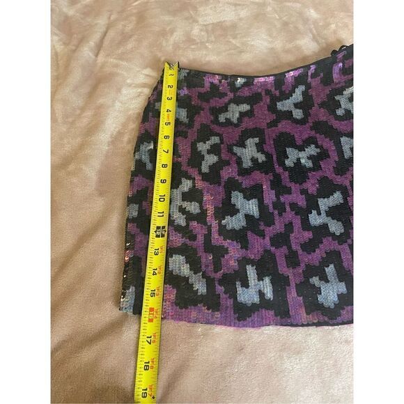 NWT Nicole Miller Collection Sequin Mini Skirt Pink Black Size 0 Retail $290 - Picture 4 of 16